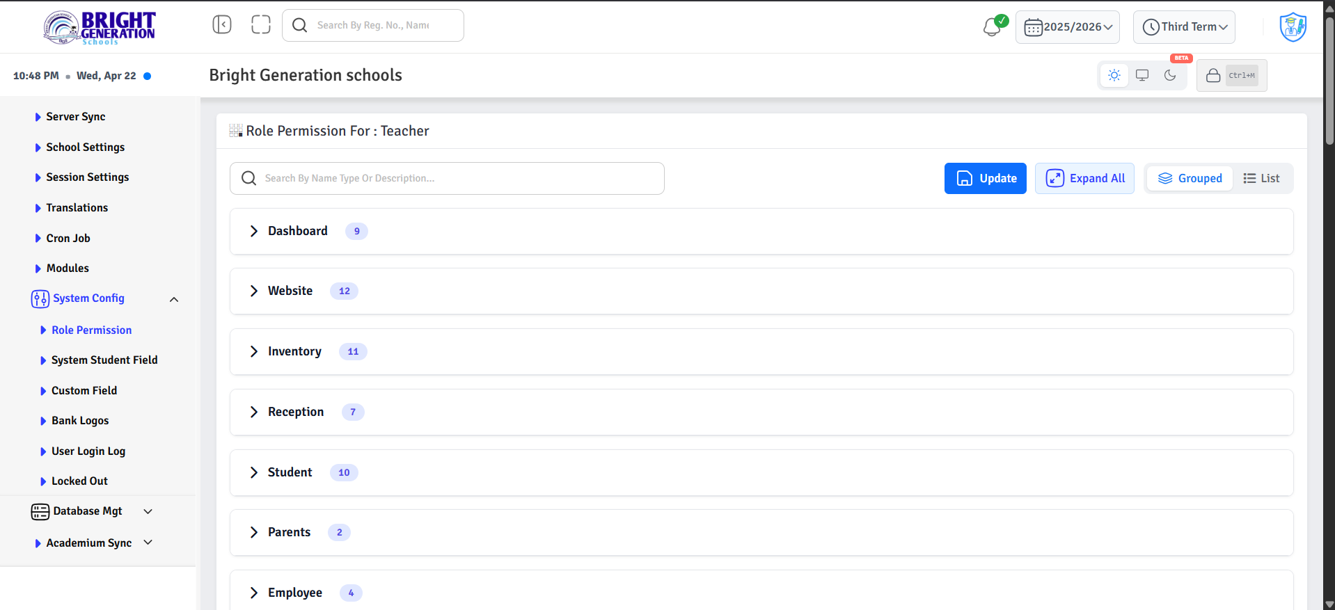 Permission settings